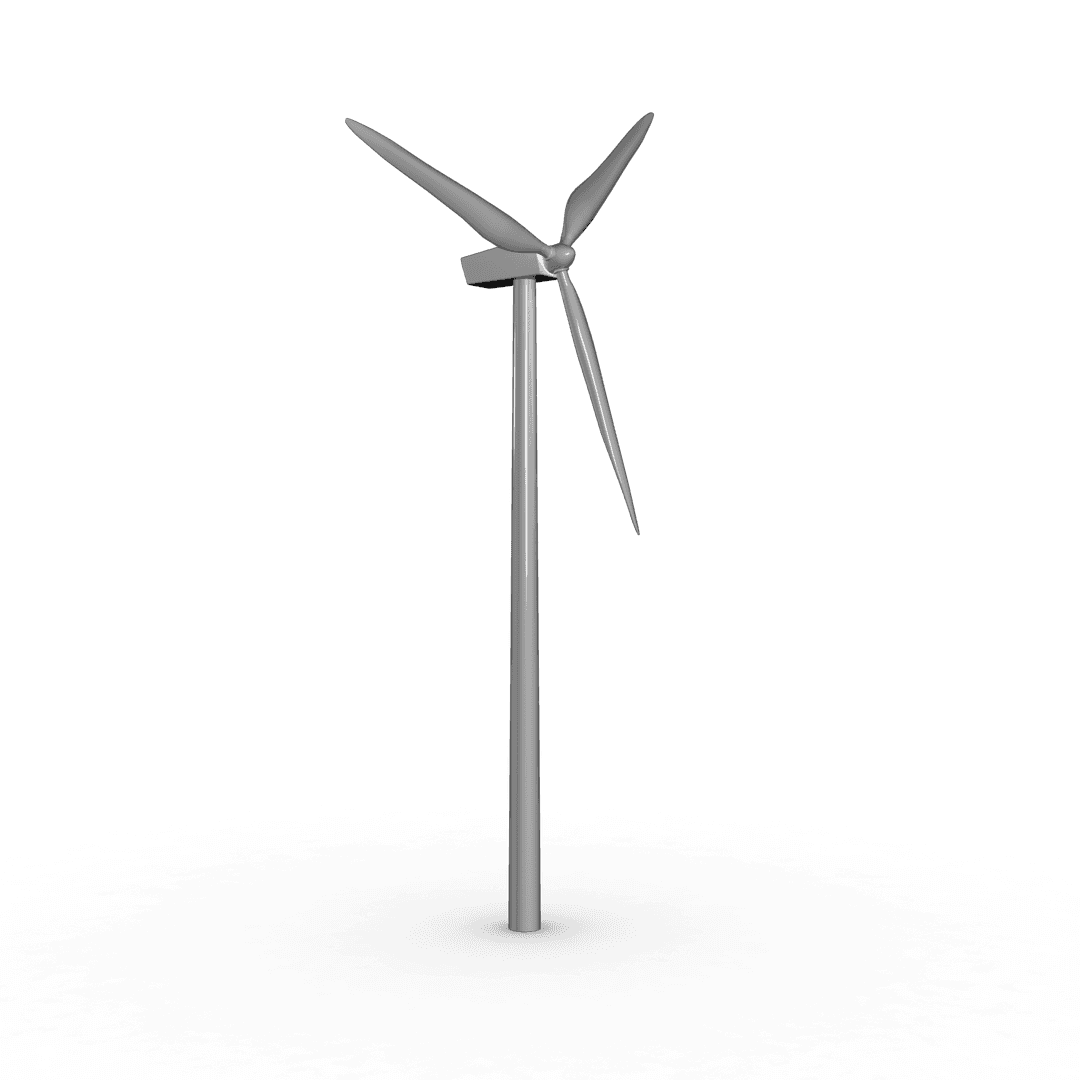 Gray Wind Turbine on Transparent Background for Renewable Energy Design