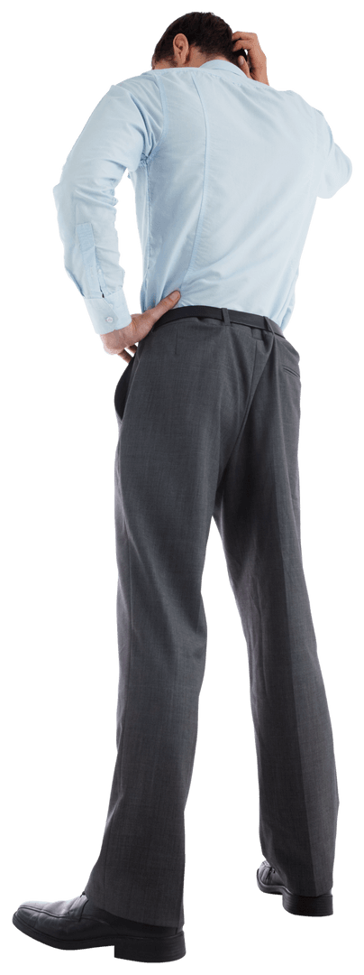 Transparent View of Businessman Contemplating Decision