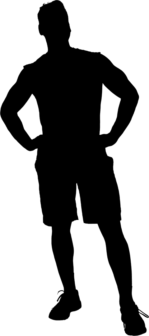Silhouette of Sportsman Holding Arms Akimbo Transparent