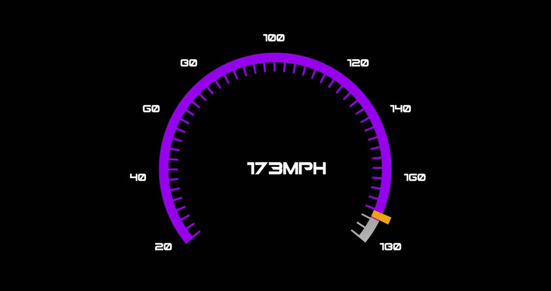 Digital Speedometer Display Reaching Top Speed of 173 MPH