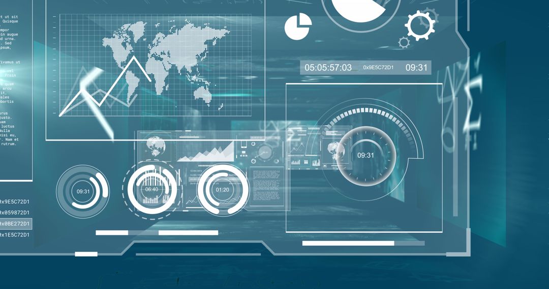 Global Digital Interface on with Futuristic Data Display