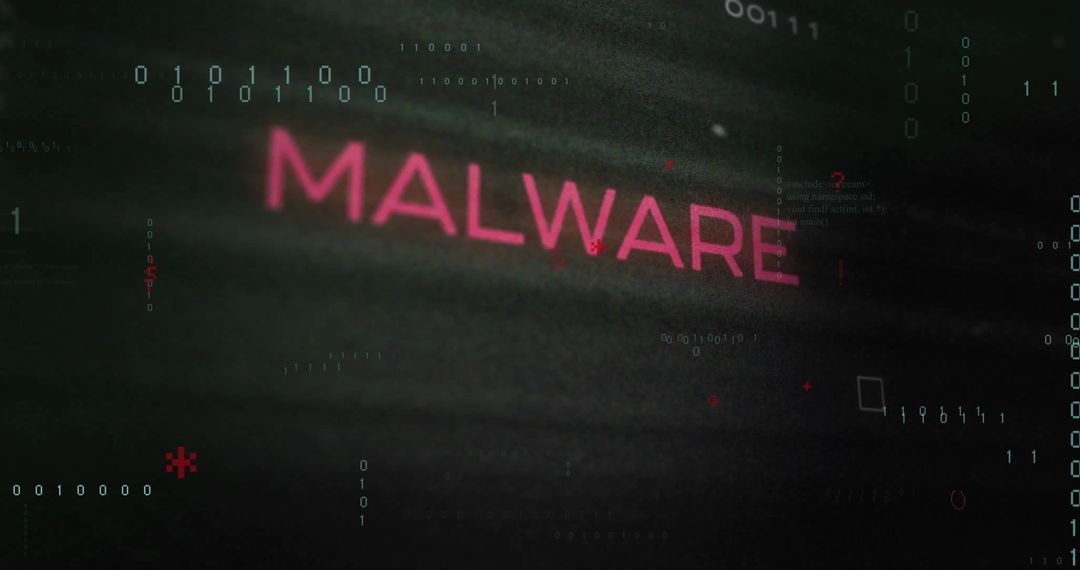 Malware Alert with Digital Data Code Display