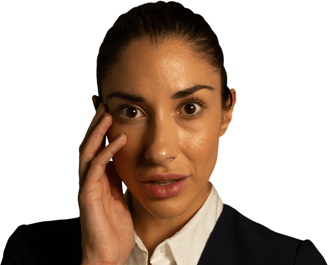 Transparent Background Businesswoman Touching Face Portrait