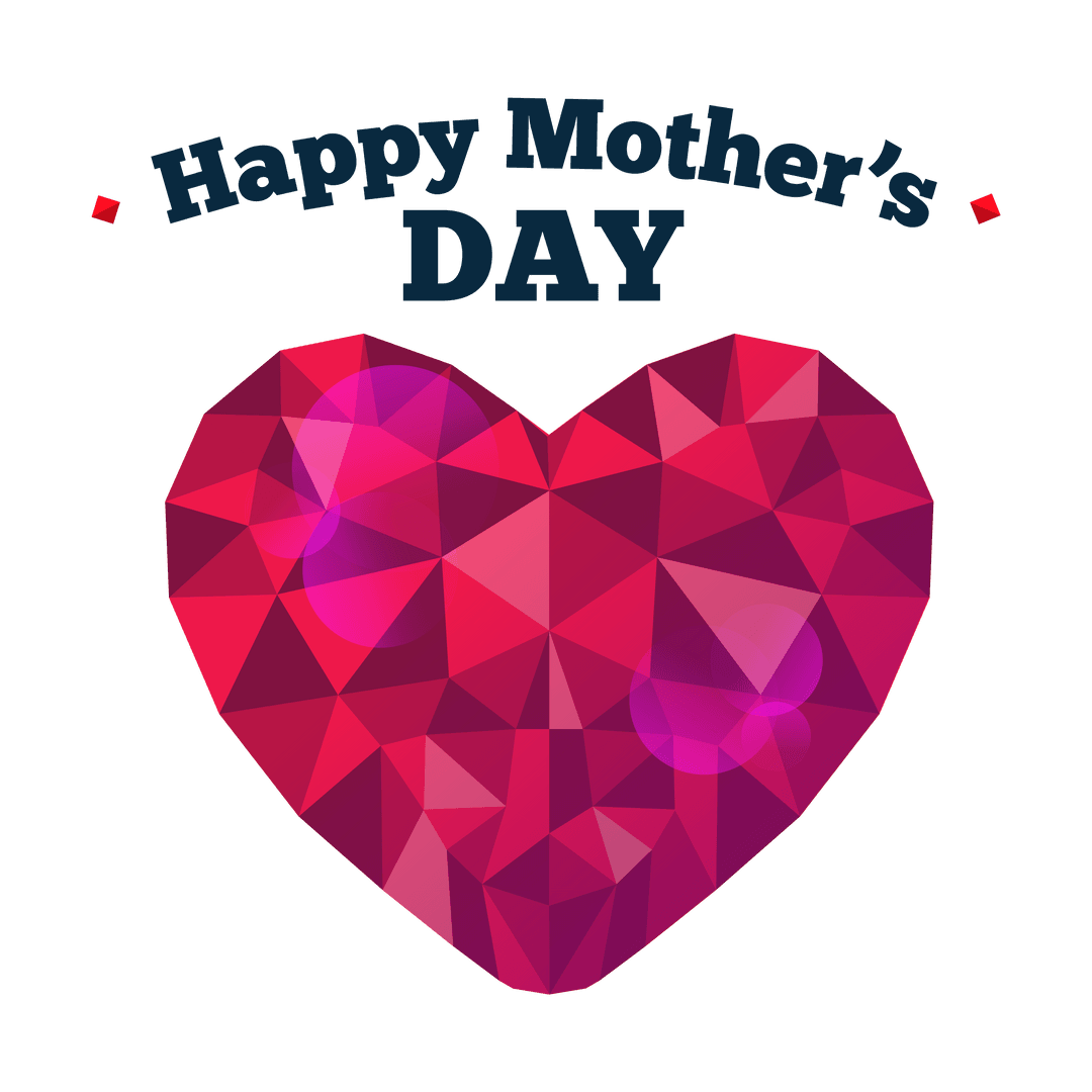 Transparent Mother's Day Red Geometric Heart Illustration