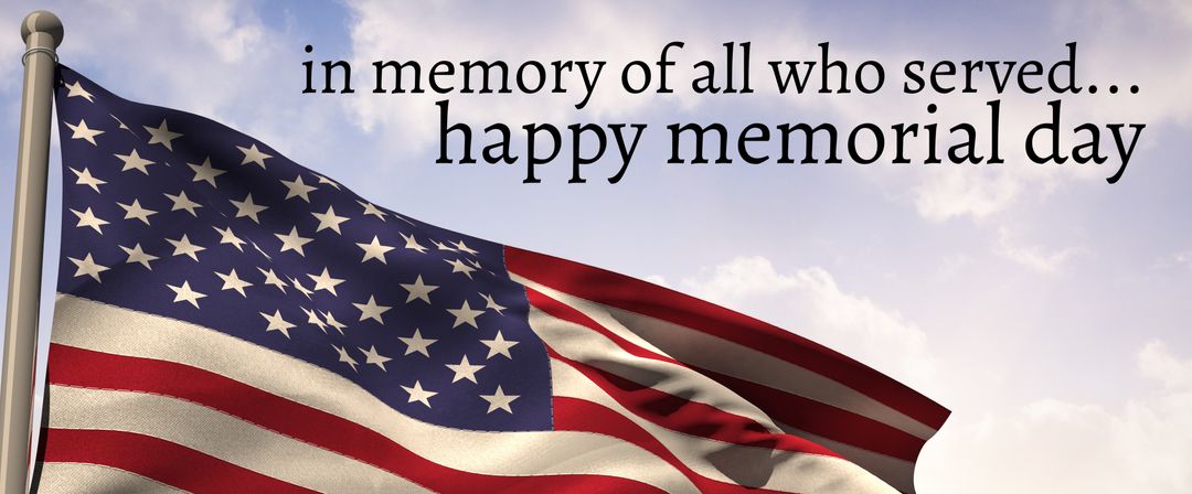 American Flag Waving in Memory of Memorial Day