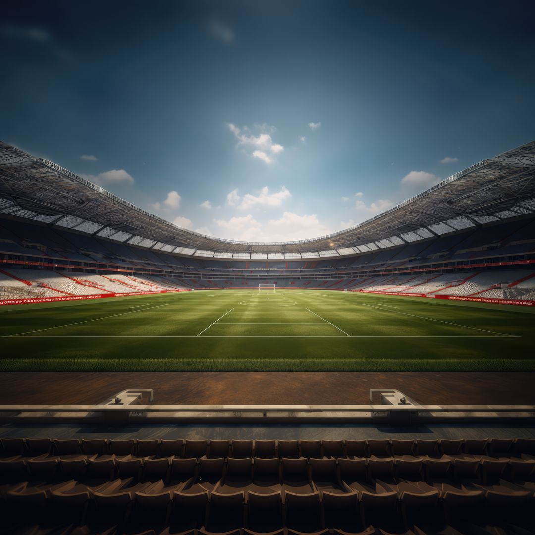 Empty football stadium on sunny day, created using generative ai technology - Free Images, Stock Photos and Pictures on Pikwizard.com