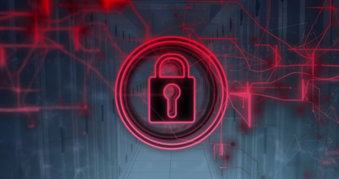 Digital Security Concept with Padlock and Network Data