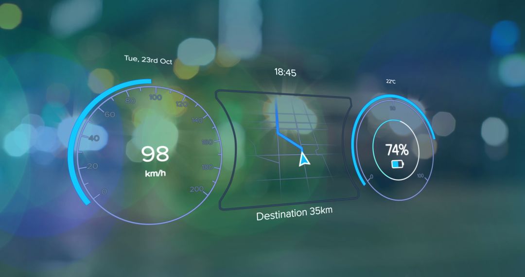 Digital Interface Highlighting Electric Car Performance Data