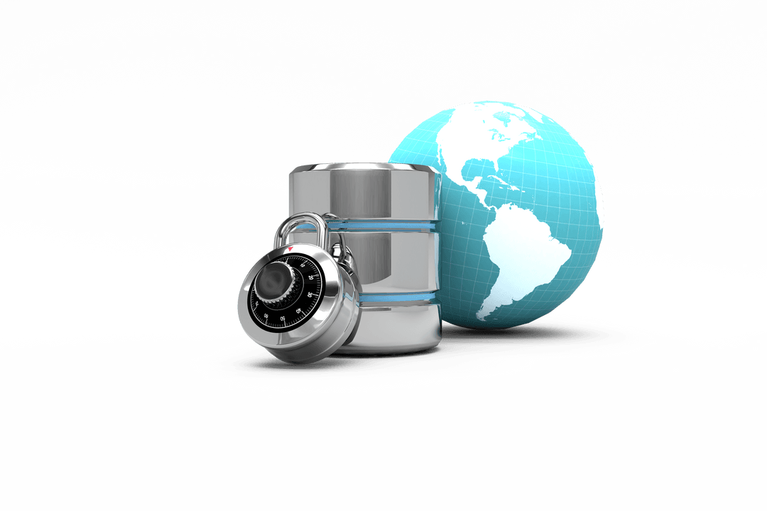 Transparent Security Concept with Lock and World Digital Data