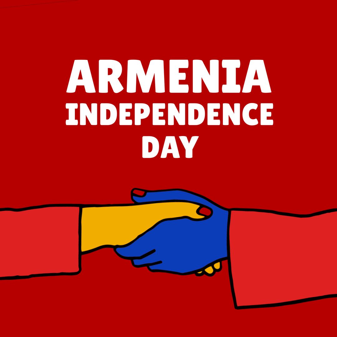 Armenia Independence Day with Colorful Shaking Hands