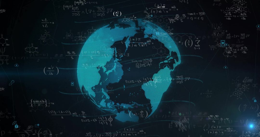 Holographic Earth Globe with Digital Data and Formulas