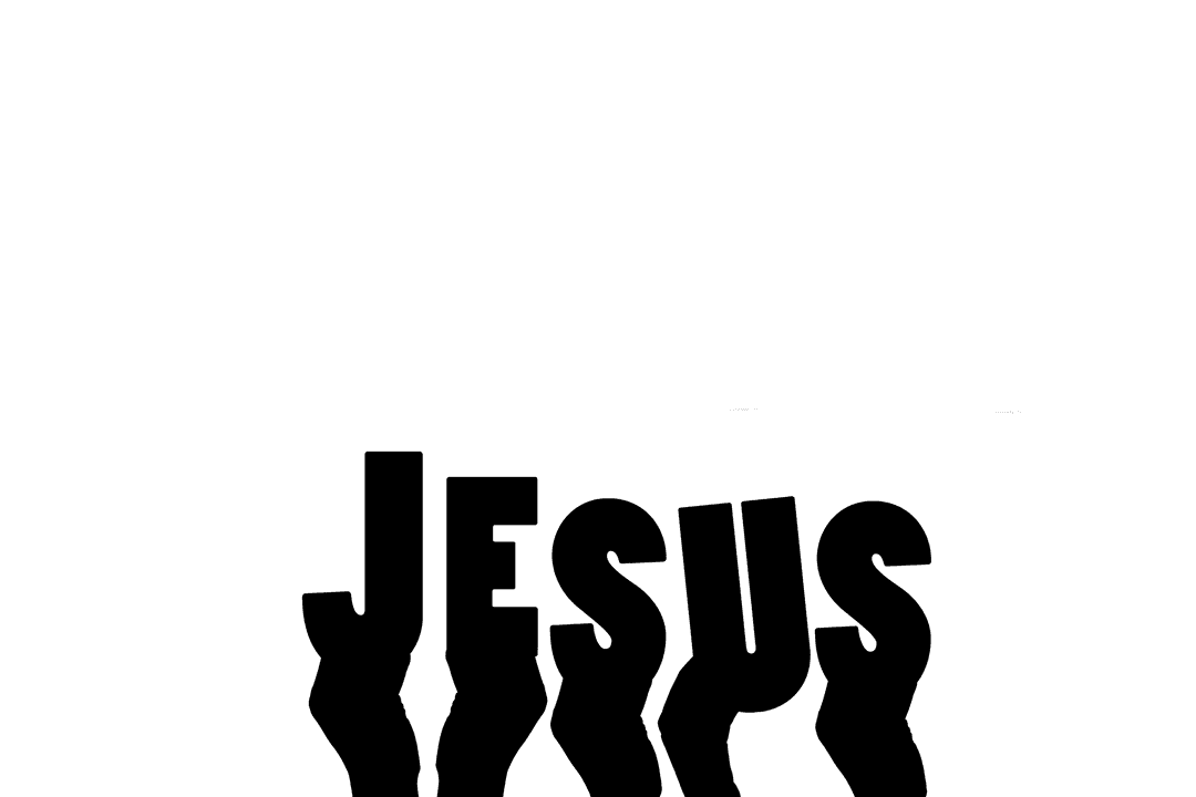 Hands Holding Jesus Text on Transparent Background