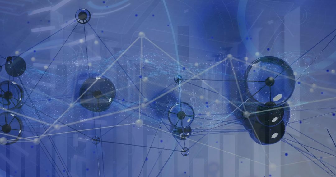 Digital Network and Data Processing with Blue Overlay