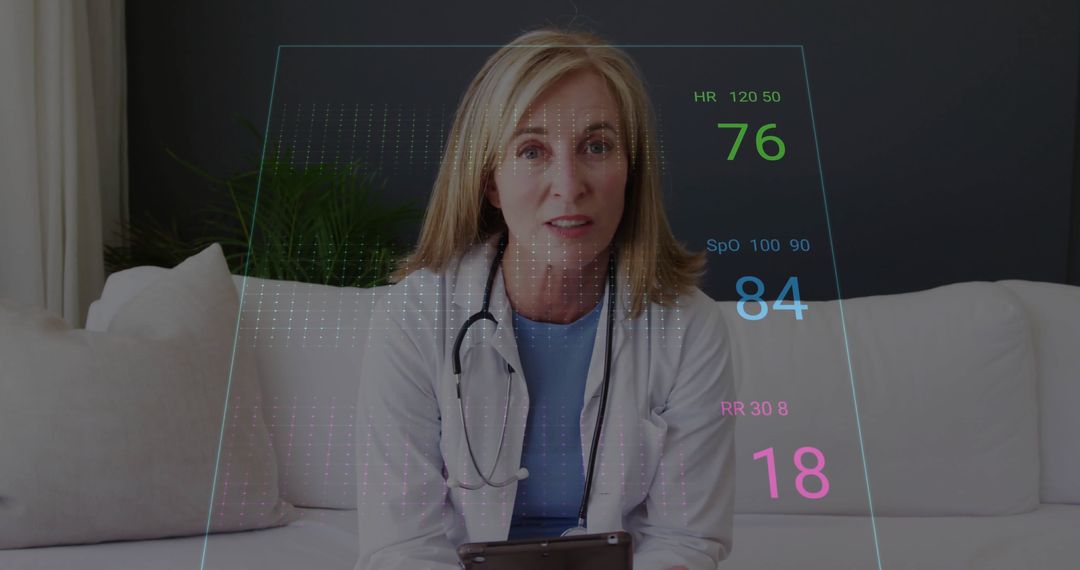 Female Doctor Analyzing Digital Health Data Display