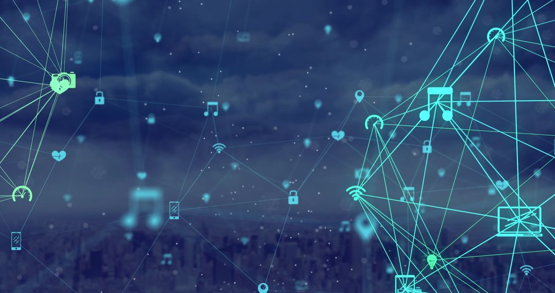 Futuristic Global Network Concept over Urban Skyline