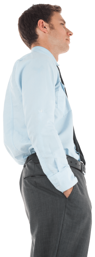 Transparent Confident Businessman Standing Hand in Pocket