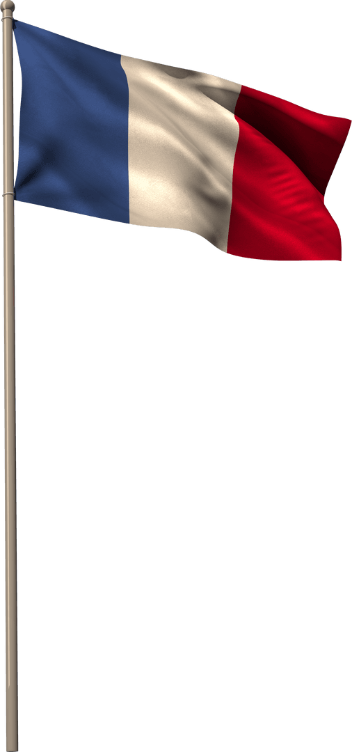 French Flag Waving on a Transparent Background