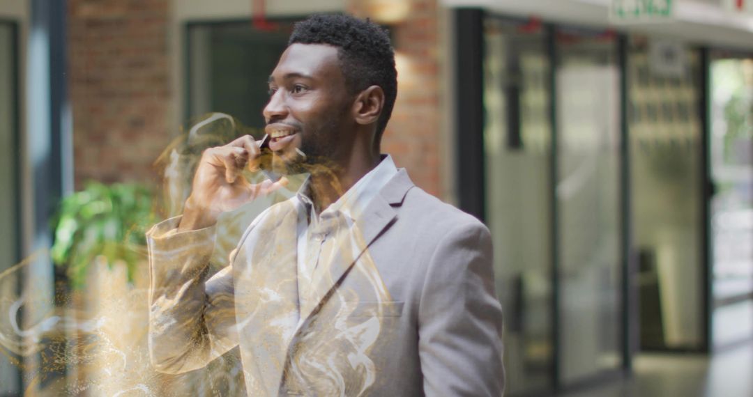 Business Professional with Futuristic Communication Technology