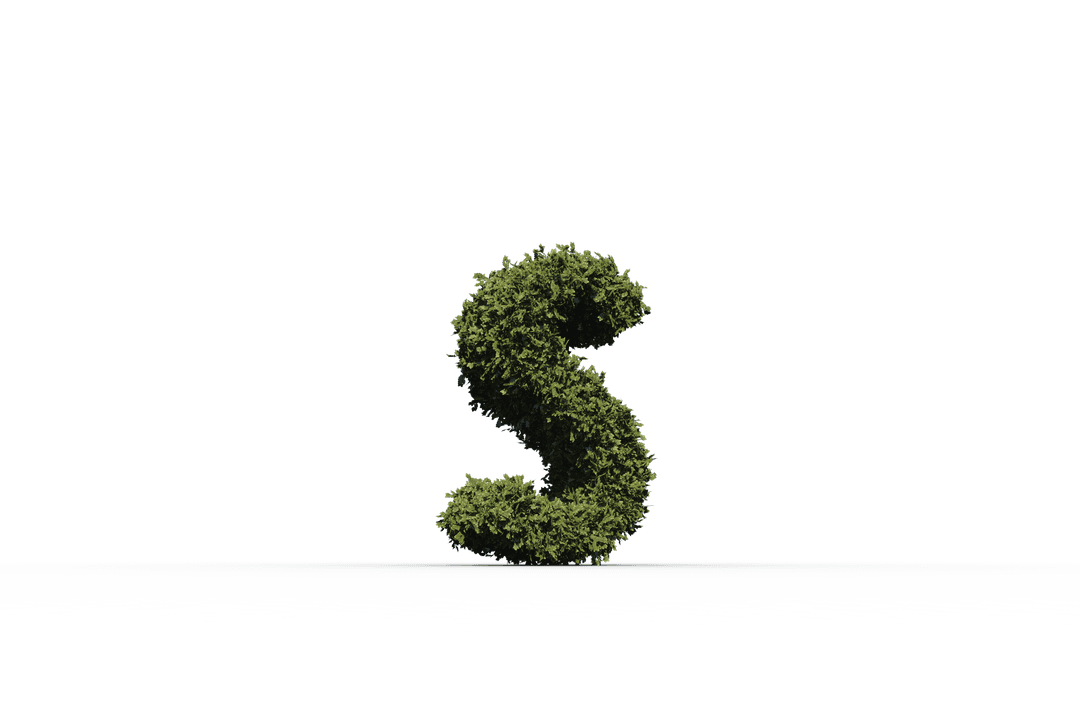 Greenery Shaped Letter S on Transparent Background