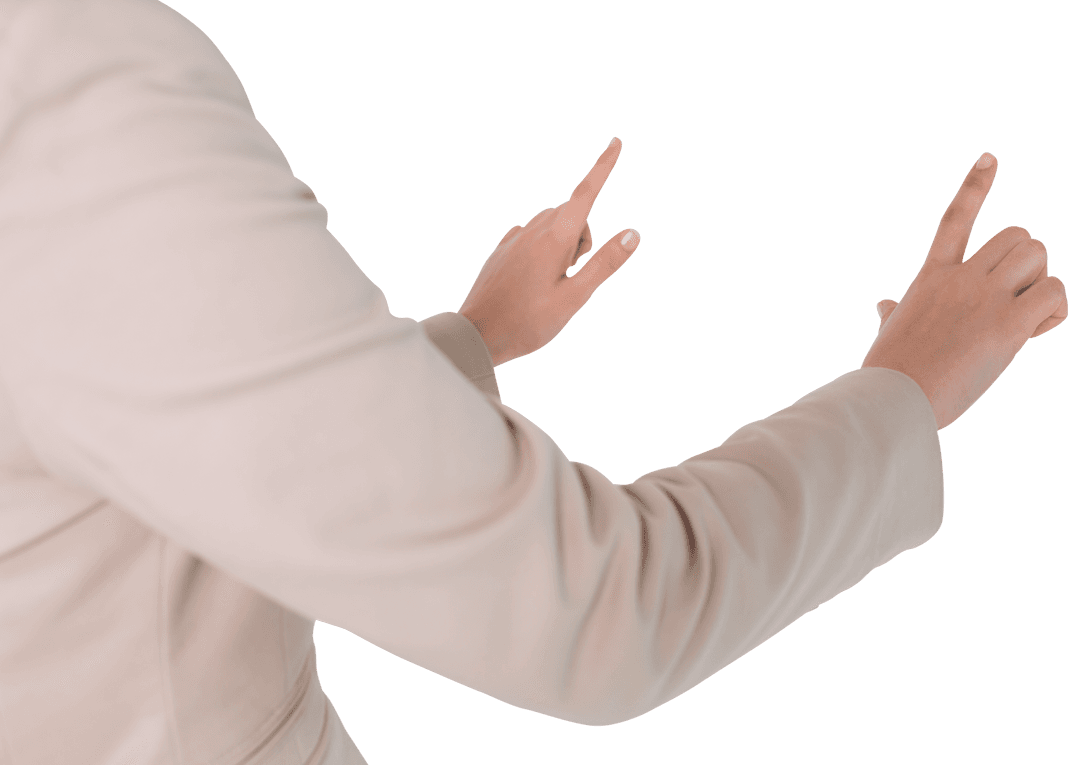 Transparent Caucasian Businesswoman Gesturing with Hands