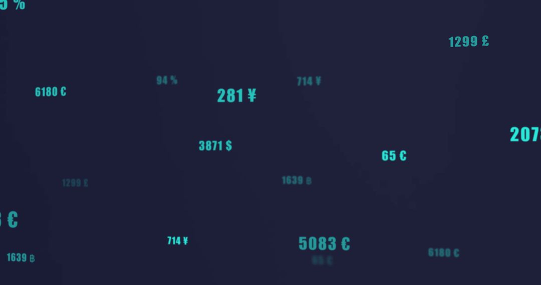 Digital Currency Symbols on Dark Background