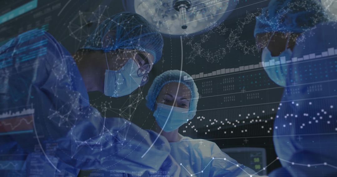 Surgeons in High-Tech Operating Room with Digital Interfaces