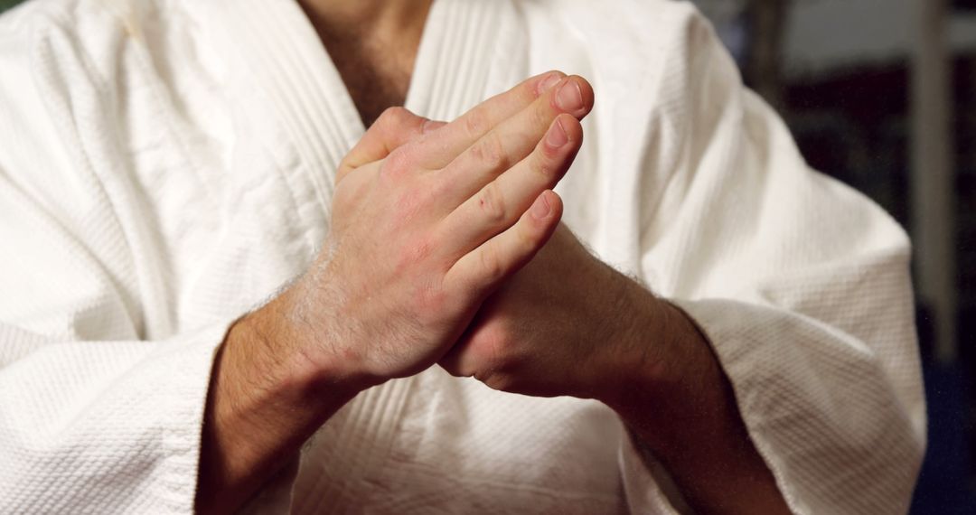 Close-Up Karate Practitioner Performing Hand Gesture - Free Images, Stock Photos and Pictures on Pikwizard.com