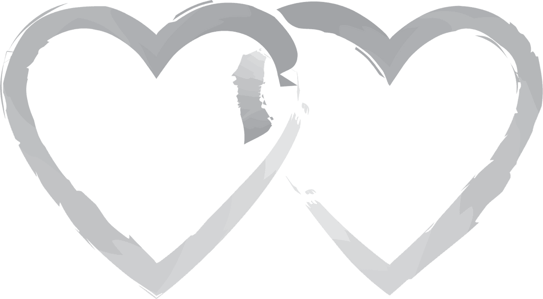 Two Entwined Grey Hearts on Transparent Background