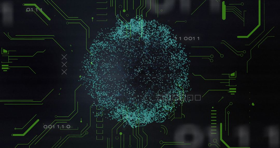 Futuristic Digital Data Processing Concept with Glowing Particles