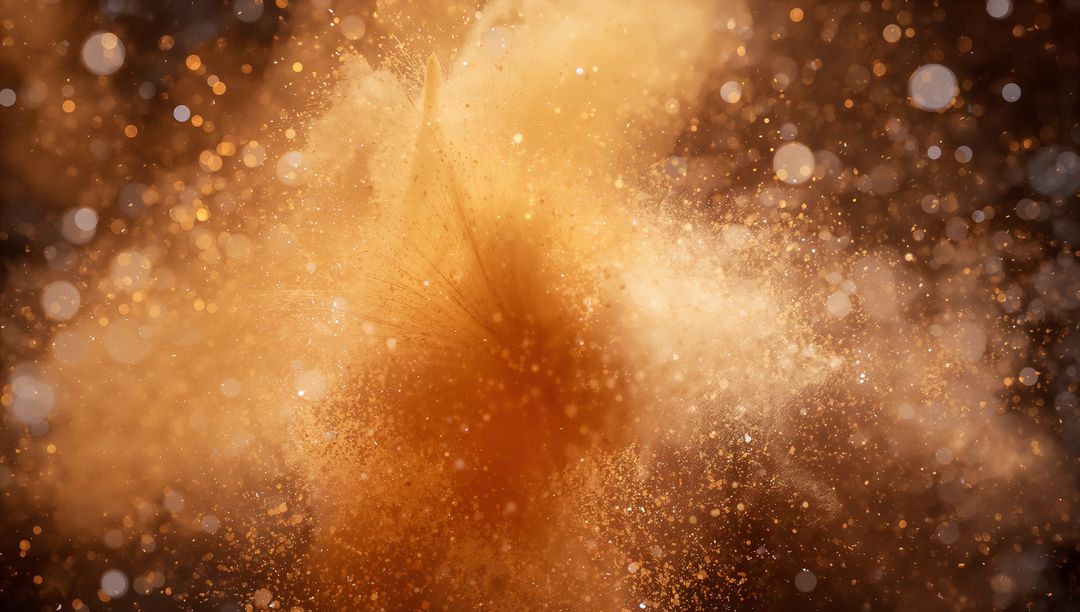 Ethereal Golden Powder Cloud with Glowing Particles