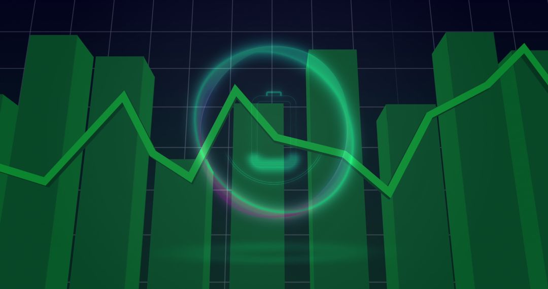 Futuristic Energy Dashboard with Battery Icon and 3D Graph