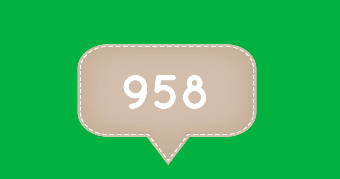 Beige Chat Bubble with Number 958 on Green Background