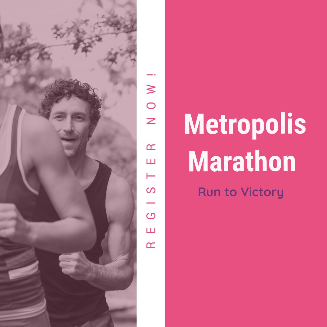 Caucasian Runners in Enthusiastic Metropolitan Marathon Event