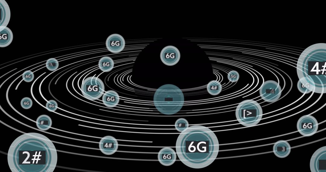 Futuristic 6G Global Network Design with Floating Icons