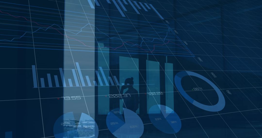 Businessman Analyzing Financial Trends and Analytics in Office