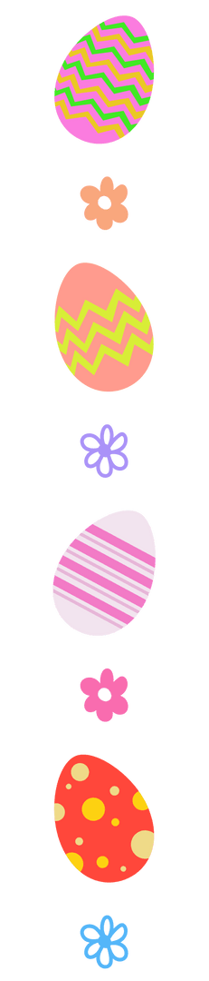 Pastel Easter Eggs and Flowers Vertical Editable Graphic Transparent