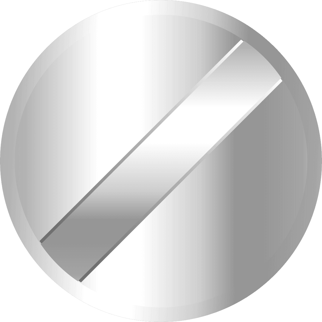 Floating Silver Disc with Diagonal Band on Transparent Background