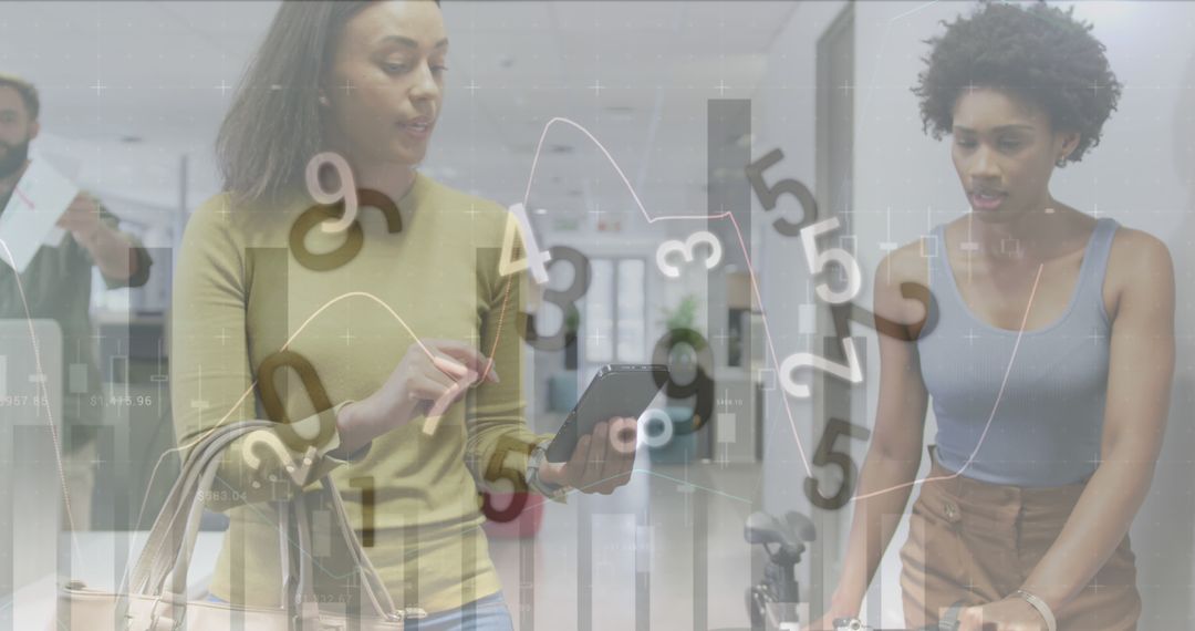 Two Women Analyzing Data Charts on Mobile Device - Free Images, Stock Photos and Pictures on Pikwizard.com