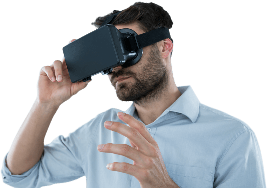 Transparent Guy Using Virtual Reality Headset