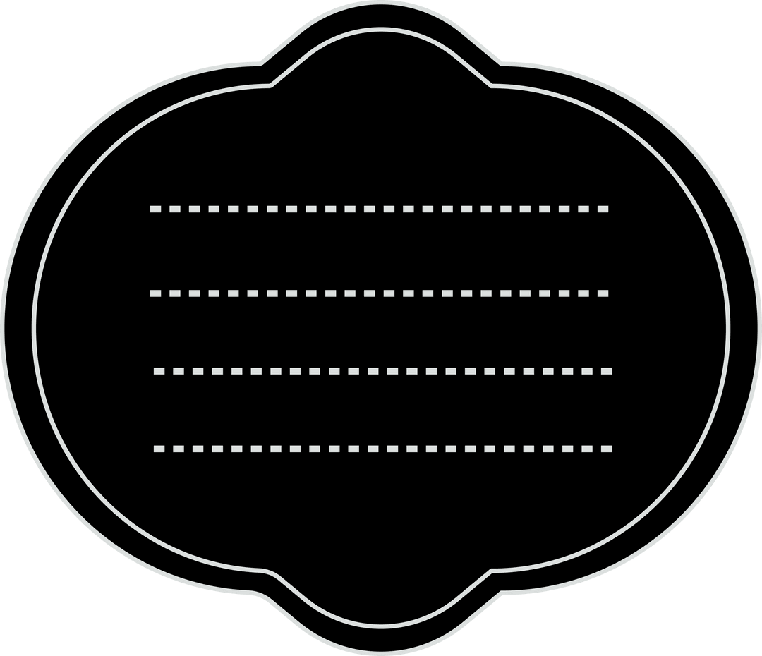 Blank Black Badge with Lines on Transparent Background