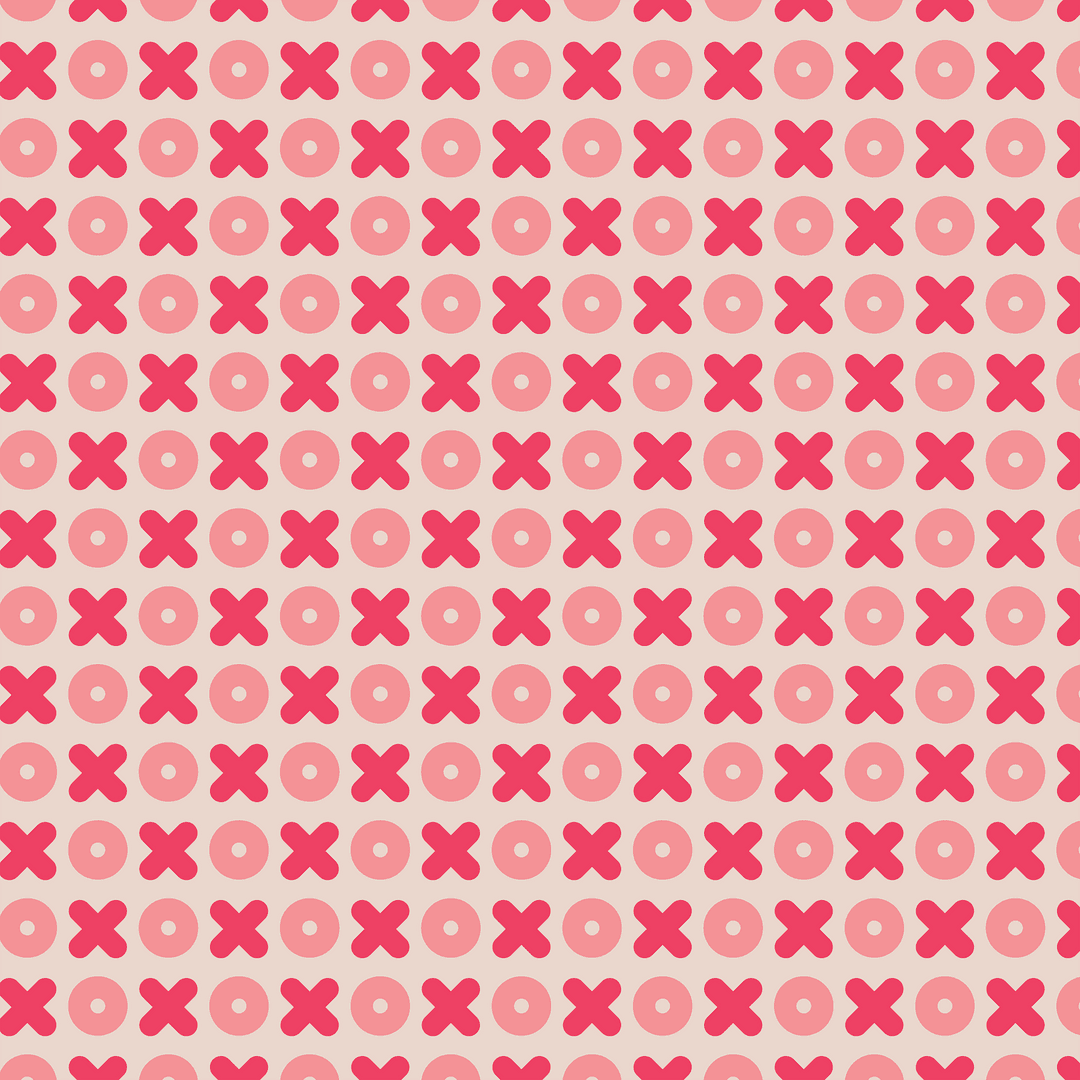 Seamless Pink O and X Pattern on Transparent Background