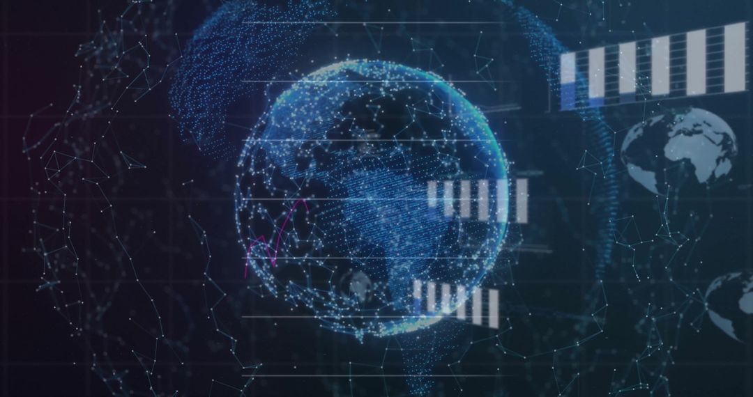 Digital data processing on globe with global connections network