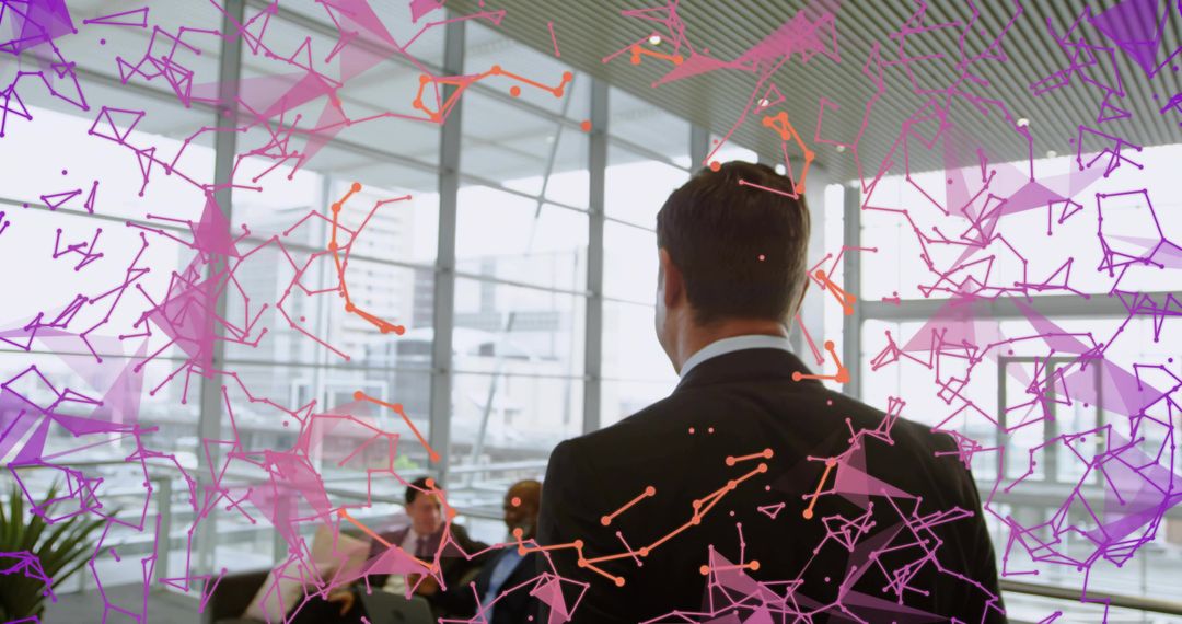 Businessman Insightfully Analyzing Digital Network Interface