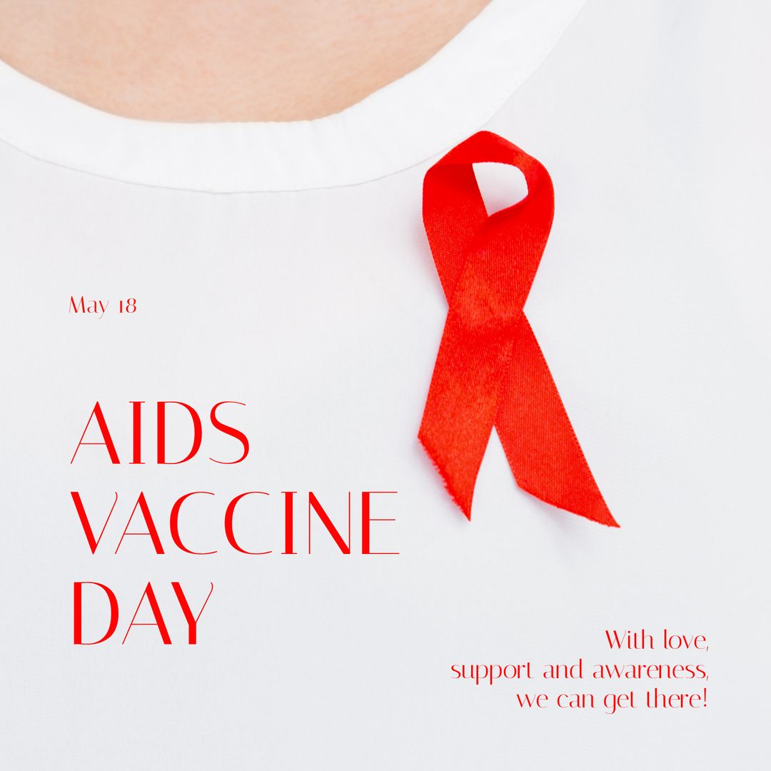 AIDS Vaccine Day Concept with Red Ribbon Symbol
