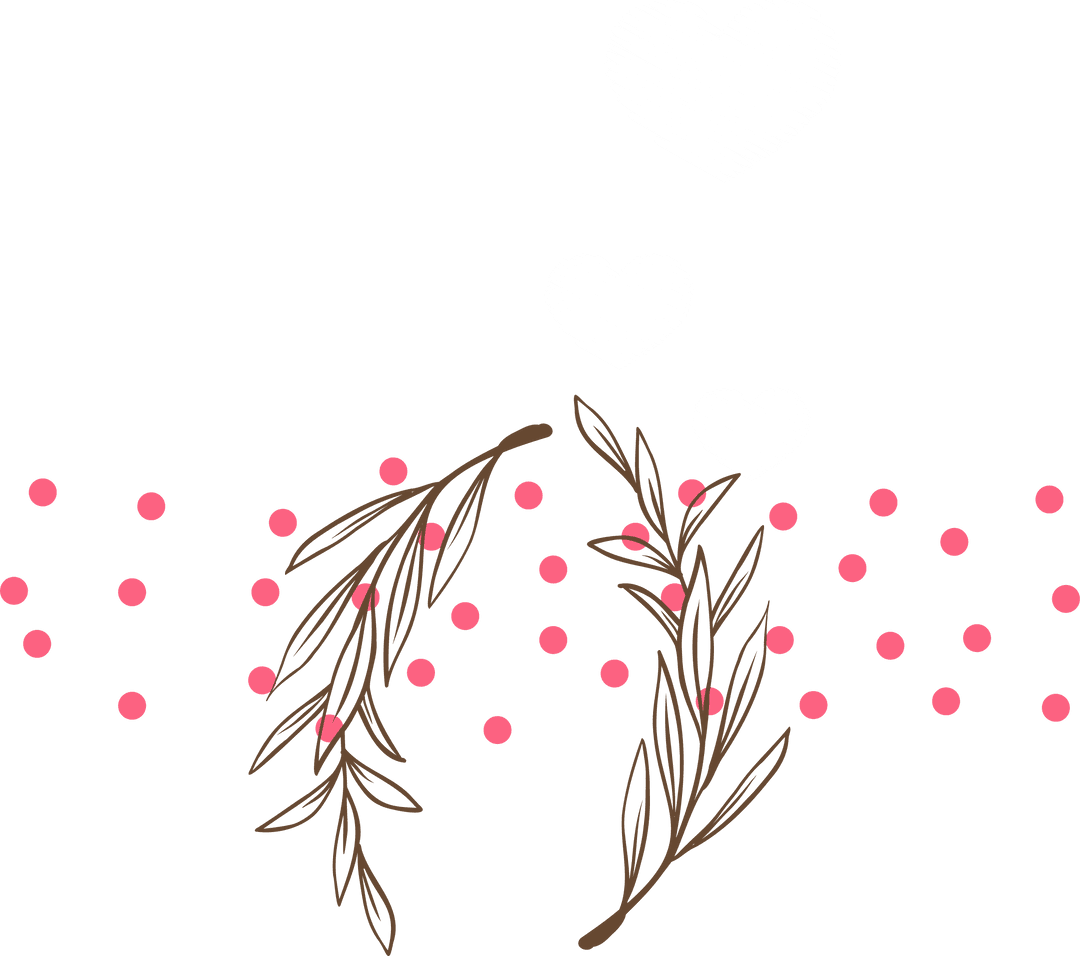 Whimsical Hearts and Branches on Transparent Background