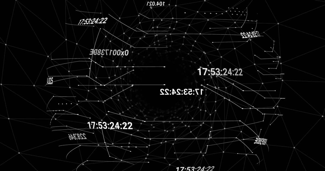 Abstract Digital Data Network Visualization on Black Background