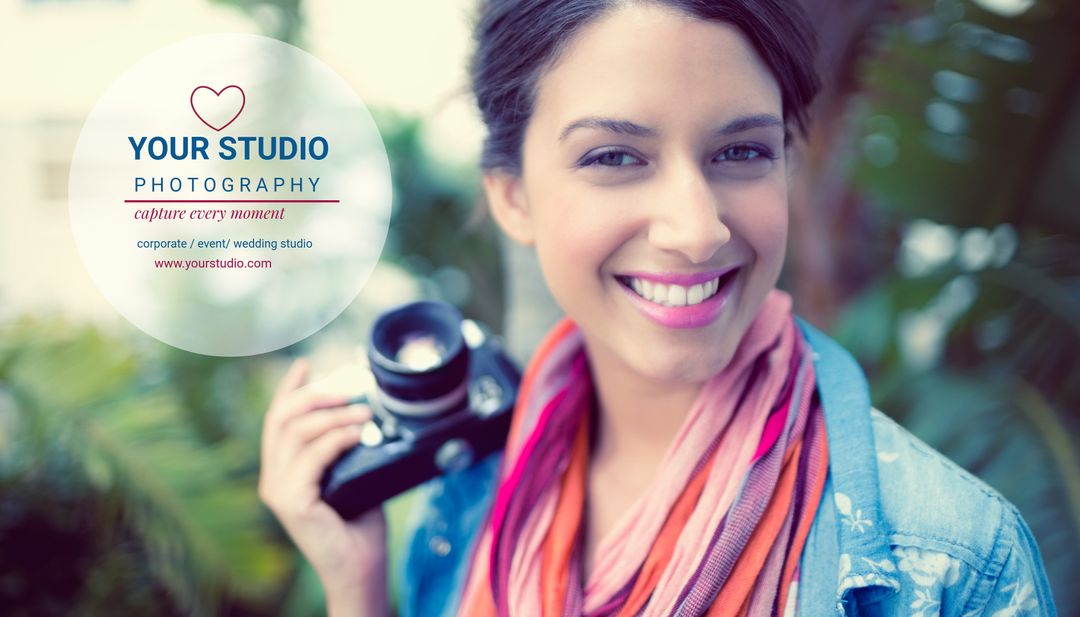 Smiling Photographer Highlighting Joy of Capturing Moments