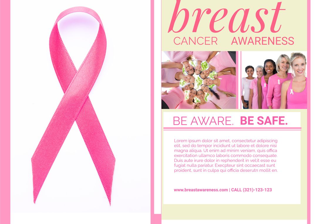 Breast Cancer Awareness Campaign Poster with Pink Ribbon Symbol - Download Free Stock Templates Pikwizard.com