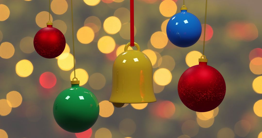 Colorful Christmas Ornaments with Holiday Lighting