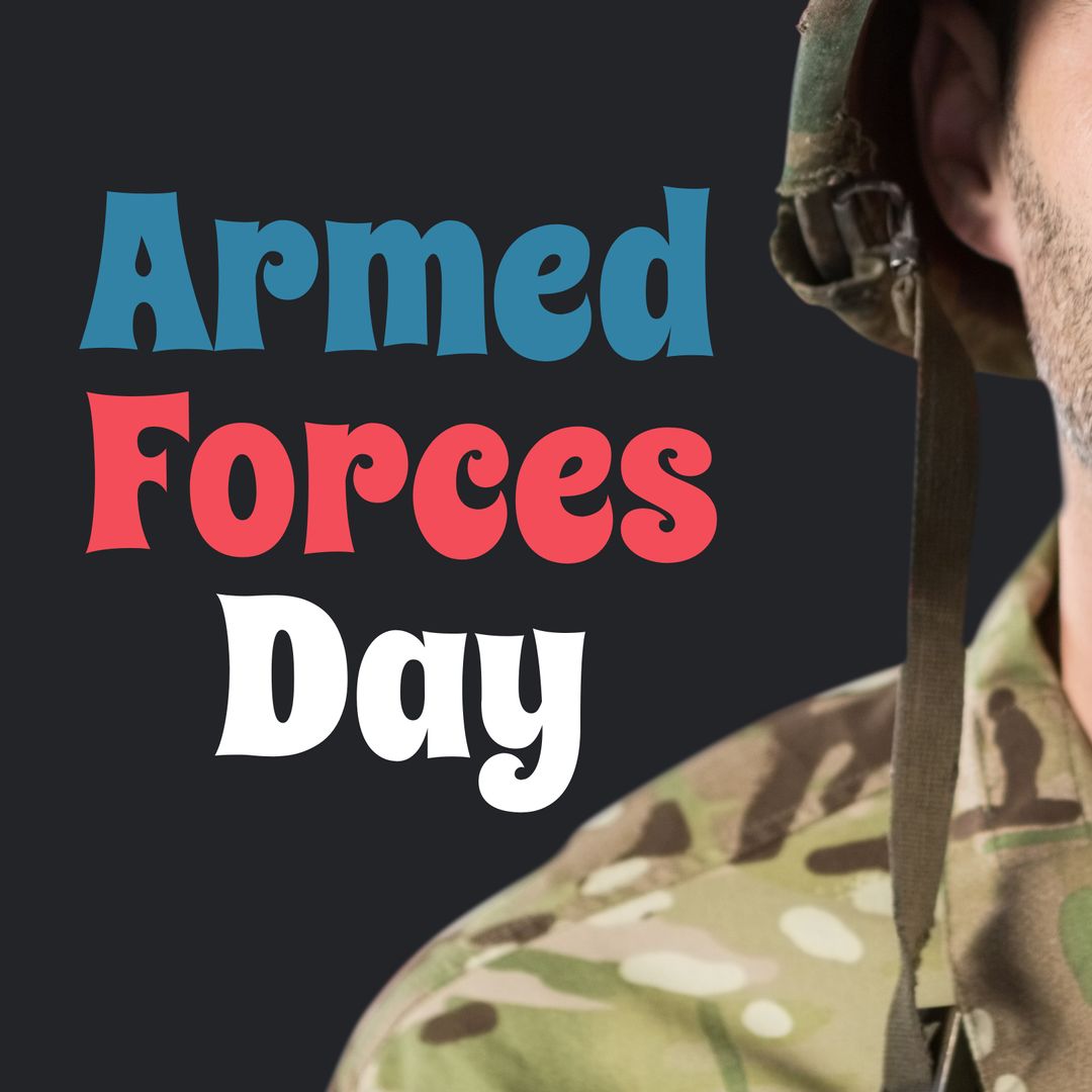 Armed Forces Day Celebration Text With Soldier Portrait - Download Free Stock Templates Pikwizard.com